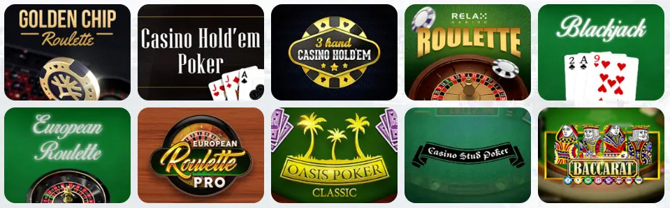 Jeux de table au SG Casino